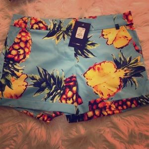 Fashion nova baby blue shorts with pineapple multi